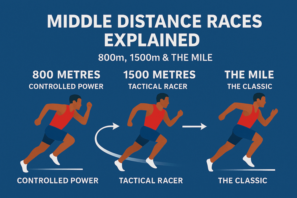 middle distances races explained in athletics track events
